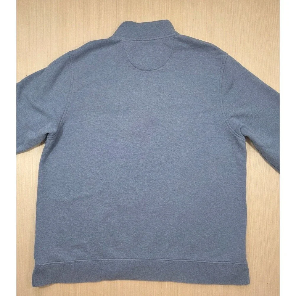 Brooks Brothers Men's XL Blue Quarter Zip Pullover 100% Cotton Sweater Logo